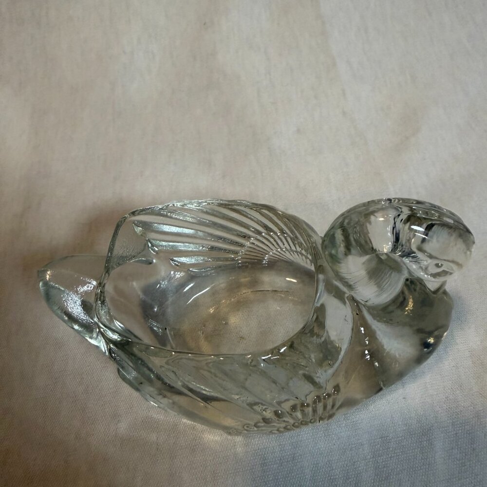 Bledermann Glass Swan Dish Vintage Made in Taiwan Clear Trinket Candy Bowl - Picture 6 of 7